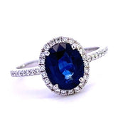 Sapphire and Diamond Halo Ring
